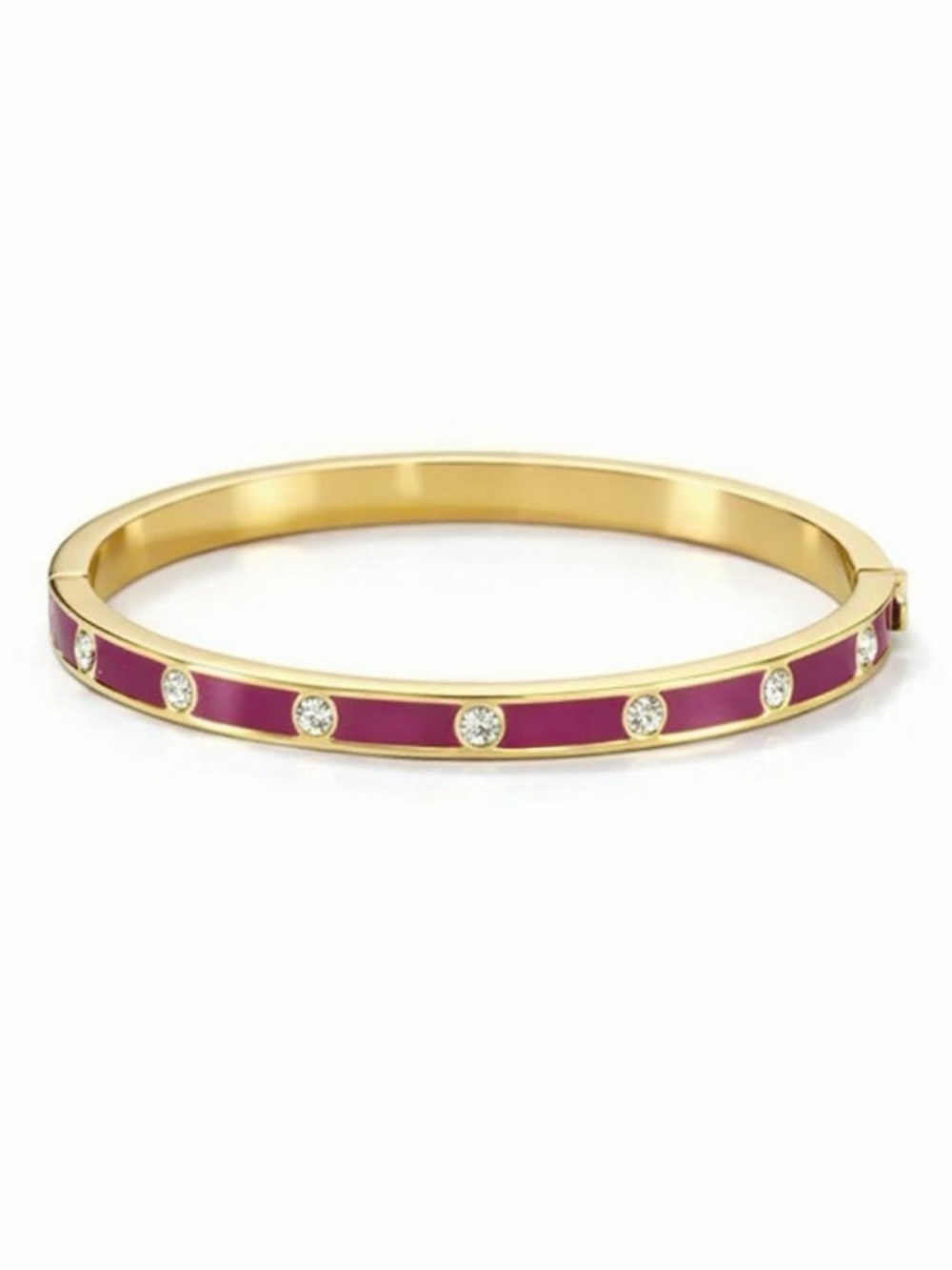 Kate Spade Gold-Plated Dark Berry Enamel Crystal Hinged Bangle